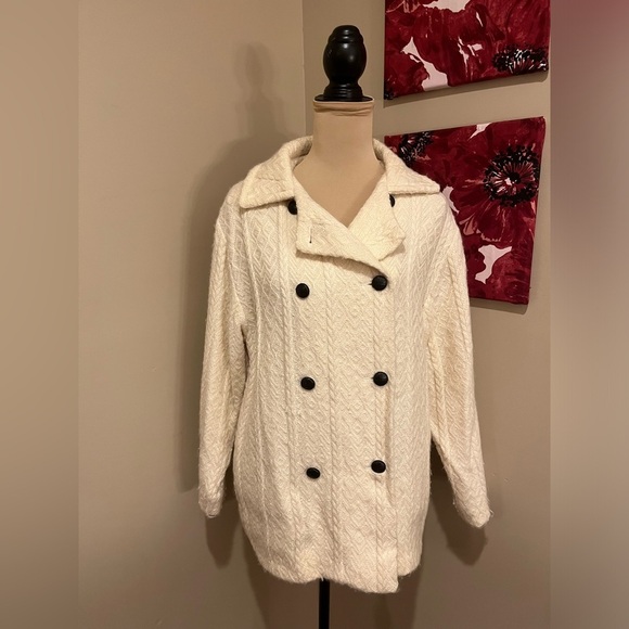 Vintage Boyne Valley Wool Knit Ivory  Coat, handcrafted in Ireland, small - Picture 3 of 8